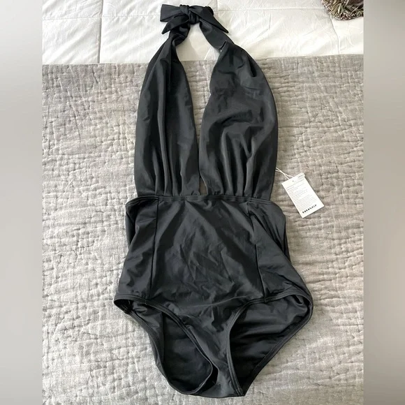 COCOSHIP Swim Nwt Cocoship Black Halter Swimsuit Bathing Suit